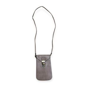 Leather Phone Case Crossbody Bag 5x8" Gray